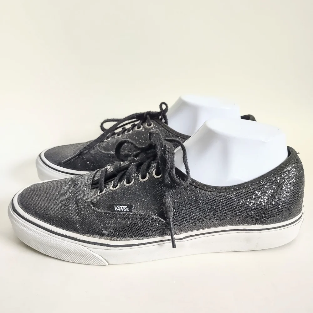Vans Off The Wall‎ Mens Sz 10 / Women Size 11.5 Black Sequins Skate Shoes (TB4R)